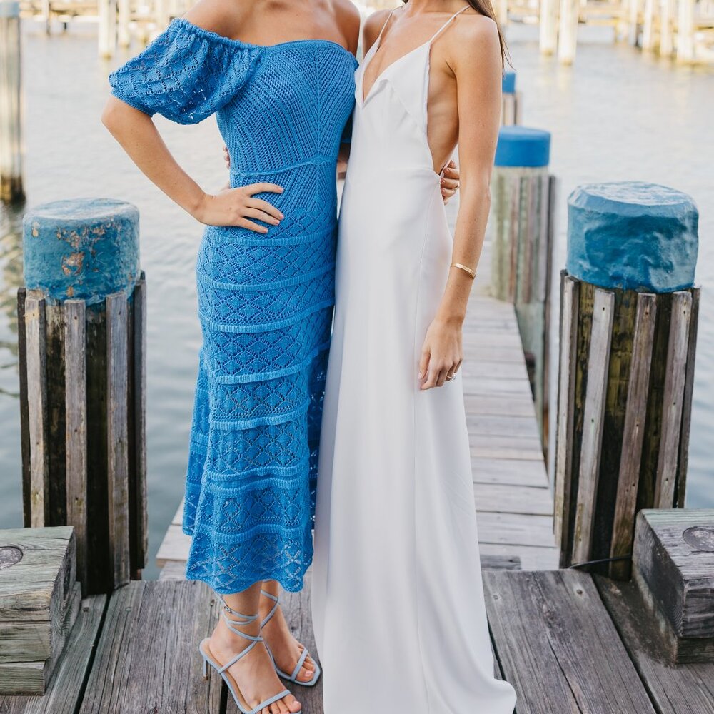 AQUA Blue Knit Maxi Dress